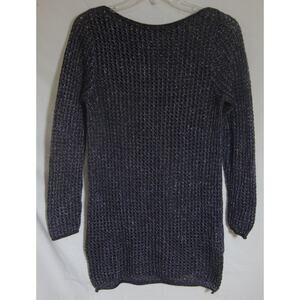 Jeanne Pierre Sweater Metallic Thread Gray Silver Long Sleeve Medium Open Weave